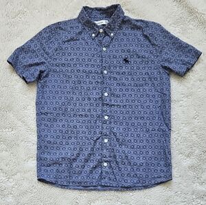 Abercrombie Kids Short Sleeve Button Down Shirt Navy Geometrical Print 15-16Y